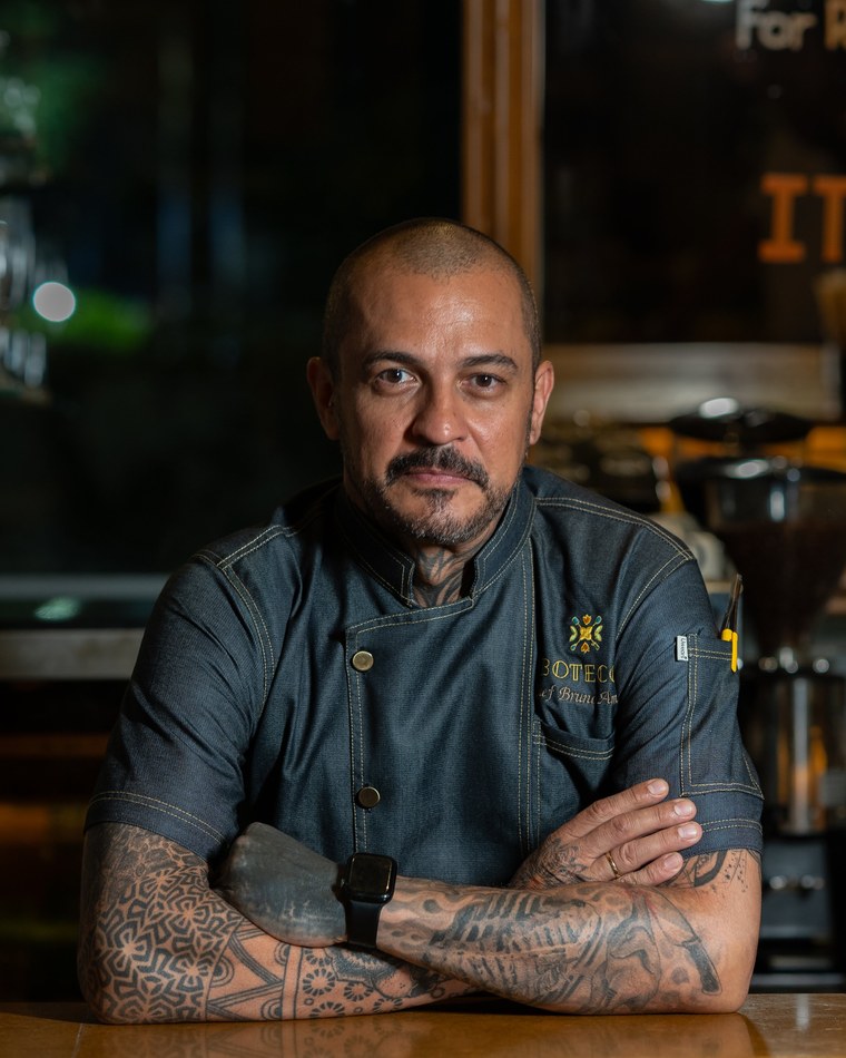 Chef Bruno Ambar, Executive Chef at Boteco, in his chef's jacket